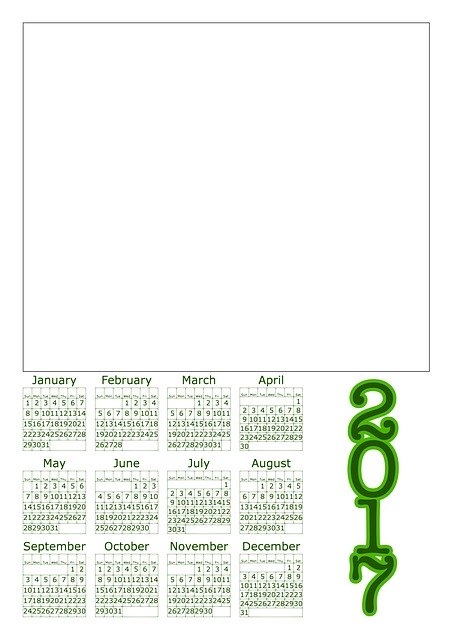 Free download Calendar A3 2017 -  free illustration to be edited with GIMP free online image editor