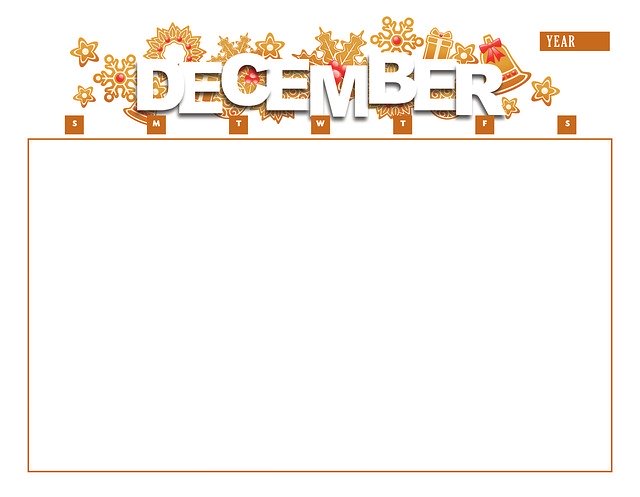 Free download Calendar December Year -  free illustration to be edited with GIMP free online image editor