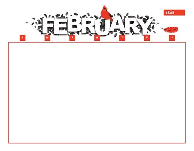 Free download Calendar February Year -  free illustration to be edited with GIMP free online image editor