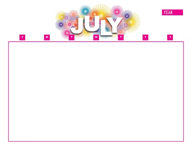 Free download Calendar July Year -  free illustration to be edited with GIMP free online image editor