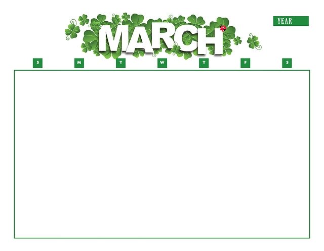 Free download Calendar March Year -  free illustration to be edited with GIMP free online image editor