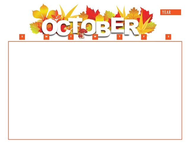 Free download Calendar October Year -  free illustration to be edited with GIMP free online image editor