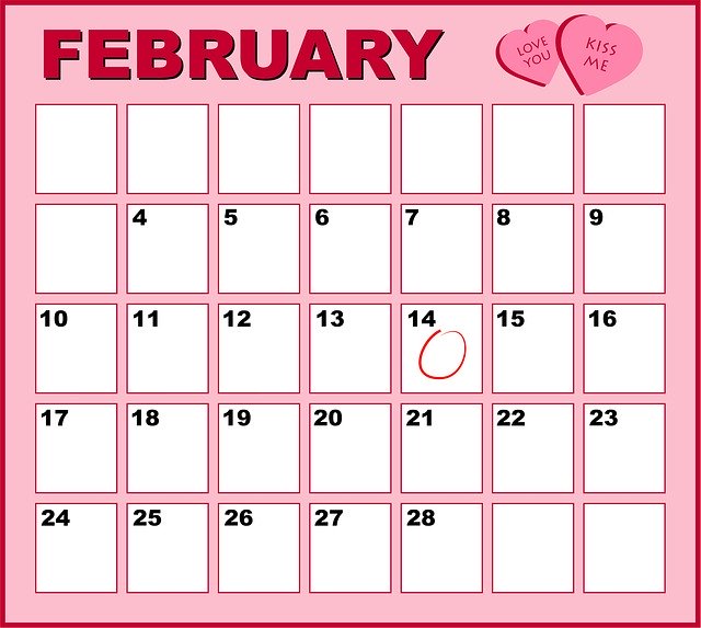 Free download Calendar Pink February -  free illustration to be edited with GIMP free online image editor