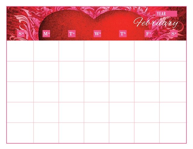 Free download Calendar Template -  free illustration to be edited with GIMP free online image editor