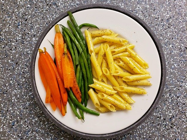 Free download Carrots Green Beans Penne Pasta -  free photo or picture to be edited with GIMP online image editor