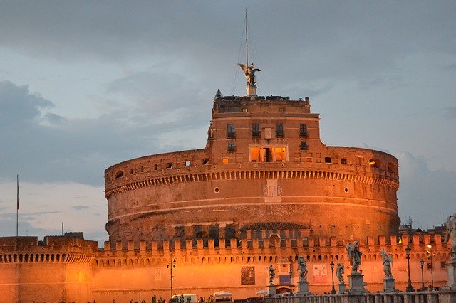 Free download Castle SantAngelo Rome Sunset -  free photo or picture to be edited with GIMP online image editor