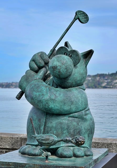 Free download cat mouse statue golfer golf free picture to be edited with GIMP free online image editor