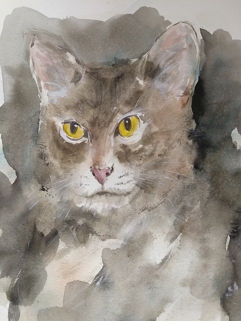 Free download Cat Watercolor Art -  free illustration to be edited with GIMP free online image editor