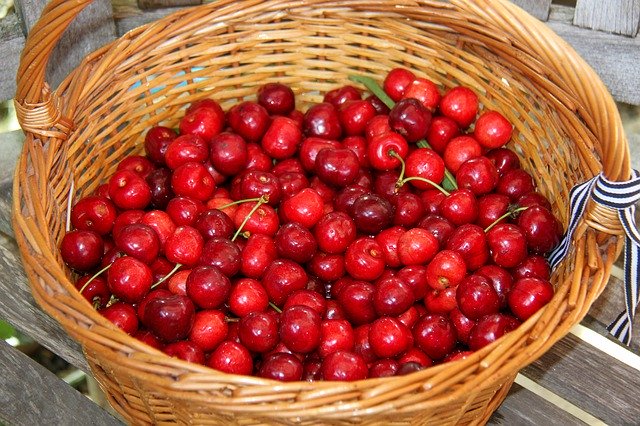 Free download Cherries Basket Fruit -  free photo or picture to be edited with GIMP online image editor