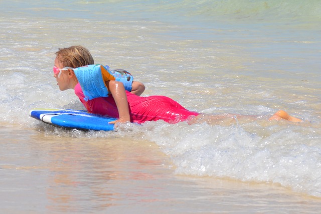 Free download child girl surf waves surfboard free picture to be edited with GIMP free online image editor