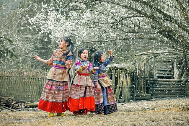 Free download children snowing vietnam forest free picture to be edited with GIMP free online image editor