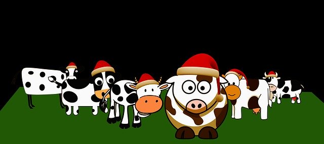 Free download Christmas Cows Caricature -  free illustration to be edited with GIMP free online image editor