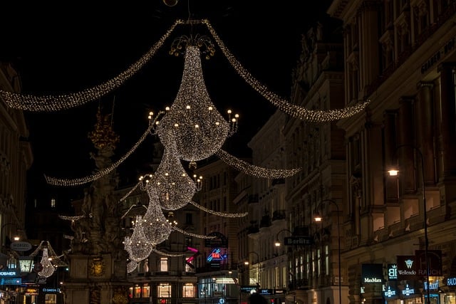 Free download christmas lights street vienna city free picture to be edited with GIMP free online image editor