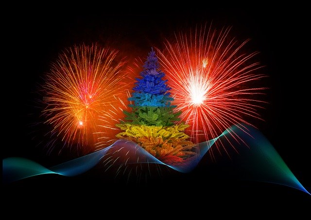 Free download Christmas New YearS Day Fireworks -  free illustration to be edited with GIMP free online image editor