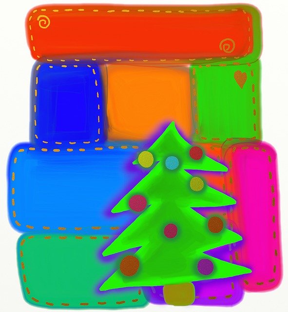 Free download Christmas Tree Patchwork -  free illustration to be edited with GIMP free online image editor