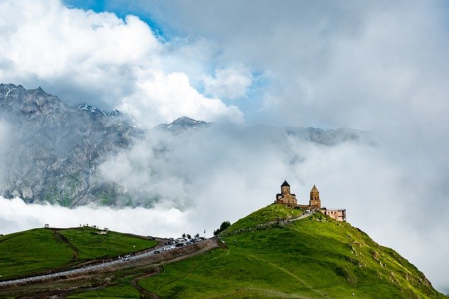 Free download Church Mountains Clouds -  free photo or picture to be edited with GIMP online image editor