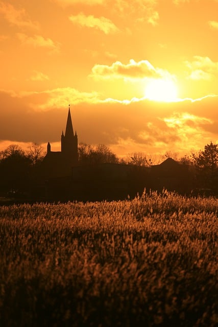 Free download church reed sunset church tower free picture to be edited with GIMP free online image editor