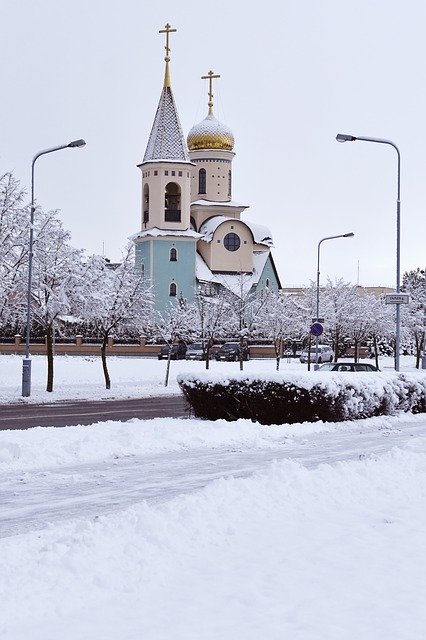 Free download Church Winter Colorful -  free photo or picture to be edited with GIMP online image editor