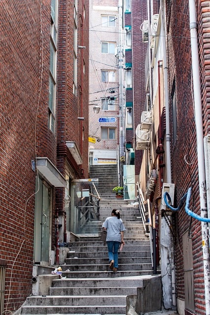 Free download city road apartments stairs rise free picture to be edited with GIMP free online image editor