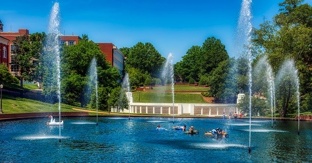 Free download Clemson University Pond Fountain -  free photo or picture to be edited with GIMP online image editor