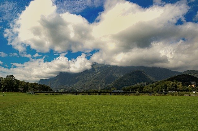 Free download Clouds Landscape Rheinbrücke -  free photo or picture to be edited with GIMP online image editor