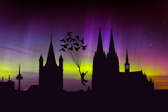 Free download Cologne Northern Lights Art -  free illustration to be edited with GIMP free online image editor