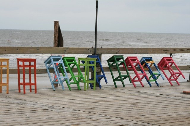 Free download Colorful Chairs Sea Beach -  free photo or picture to be edited with GIMP online image editor