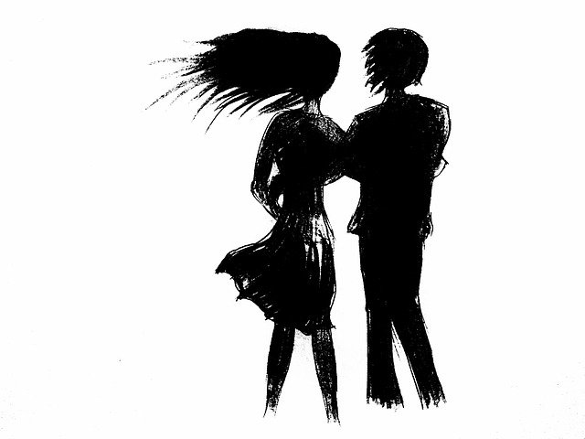 Free download Couple Silhouette Sketch -  free illustration to be edited with GIMP free online image editor