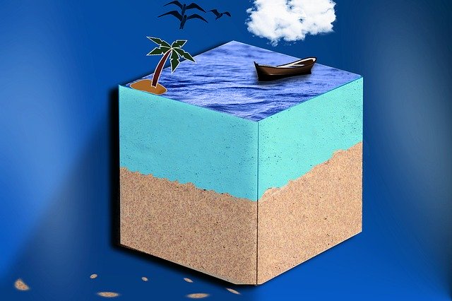 Free download Cube Island Boat -  free illustration to be edited with GIMP free online image editor