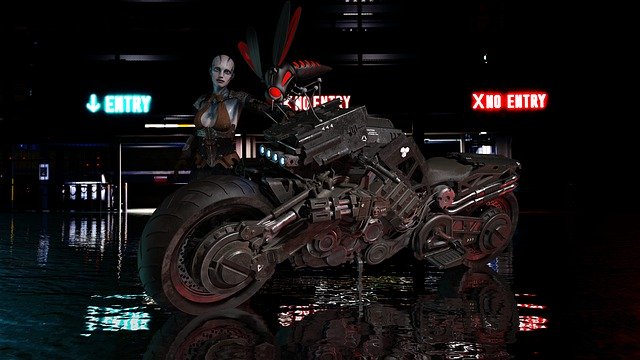 Free download Cyborg Alien Motorcycle -  free illustration to be edited with GIMP free online image editor