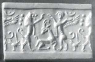 Free download Cylinder seal: lion and sphinx over an antelope free photo or picture to be edited with GIMP online image editor