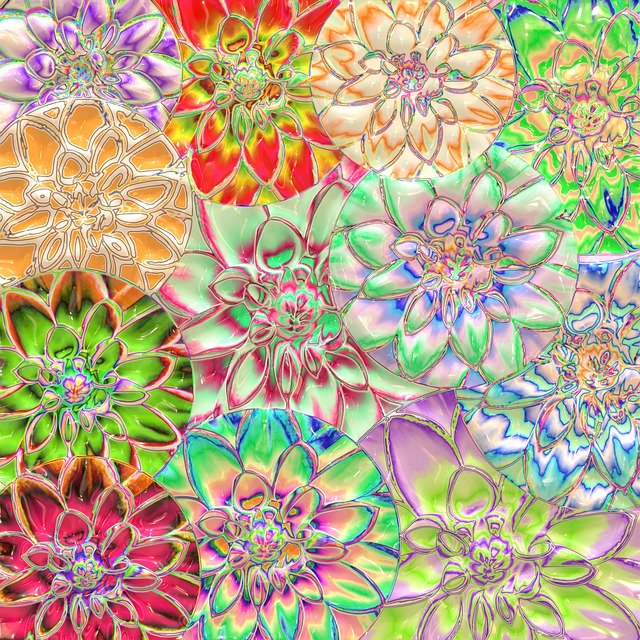 Free download Dahlia Flower Colorful Art -  free illustration to be edited with GIMP free online image editor