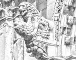 Free download Digital Charcoal Drawing of a Two-Lion Sculpture on the Duomo di San Martino free photo or picture to be edited with GIMP online image editor