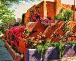 Free download Digital Impasto Painting of a Flower-Covered Building in Tucson  free photo or picture to be edited with GIMP online image editor