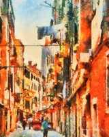 Free download Digital Impasto Painting of a Venice Street with Hanging Laundry  free photo or picture to be edited with GIMP online image editor