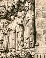 Free download Digital Lith Print of Four Statues at the Cathedrale Notre Dame de Paris free photo or picture to be edited with GIMP online image editor