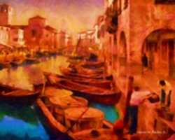 Free download Digital Oil Painting of a Canal in Chioggia, Italy free photo or picture to be edited with GIMP online image editor