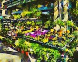 Free download Digital Oil Painting of a Flower Shop on the Quai de la Megisserie in Paris free photo or picture to be edited with GIMP online image editor