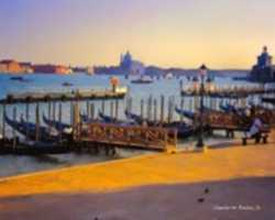 Free download Digital Oil Pastel Drawing of Docked Gondolas Near the Piazza San Marco in Venice free photo or picture to be edited with GIMP online image editor