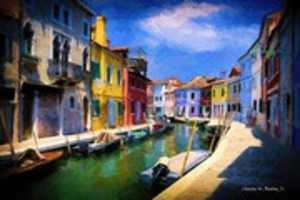 Free download Digital Oil Sticks Painting of a Burano Canal free photo or picture to be edited with GIMP online image editor