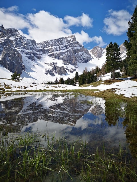 Free download dolomites lake snow mountains free picture to be edited with GIMP free online image editor