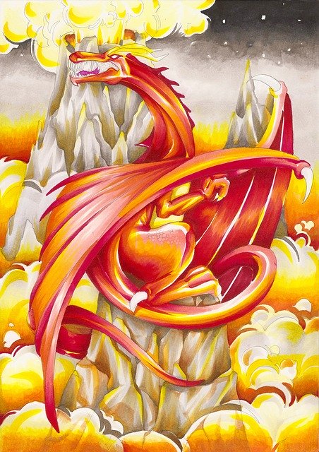 Free download Dragon Illustration Staining -  free illustration to be edited with GIMP free online image editor