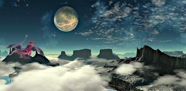 Free download Dragon Moon Clouds -  free illustration to be edited with GIMP free online image editor