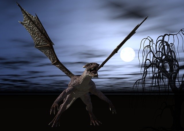 Free download Dragon Night Moon -  free illustration to be edited with GIMP free online image editor