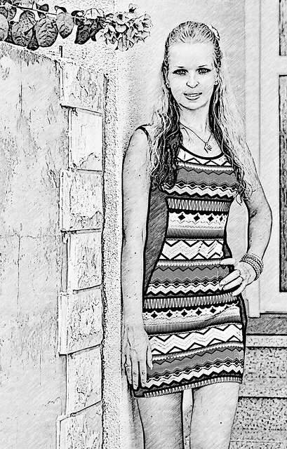 Free download Drawing Girl Pretty -  free illustration to be edited with GIMP free online image editor