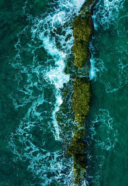 Free download drone sea ocean rock waves nature free picture to be edited with GIMP free online image editor