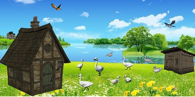 Free download Ducks Landscape Lake -  free illustration to be edited with GIMP free online image editor