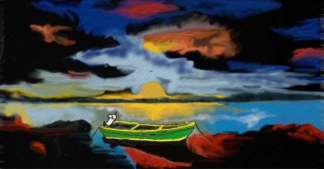 Free download Dusk Boat Evening Sky -  free illustration to be edited with GIMP free online image editor