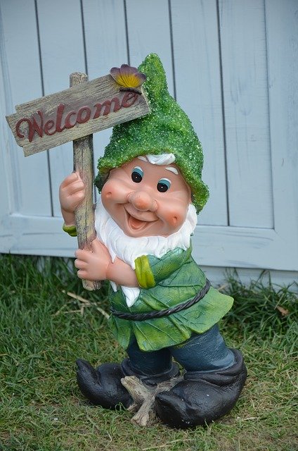 Free download Dwarf Welcome Sign Smiling -  free photo or picture to be edited with GIMP online image editor