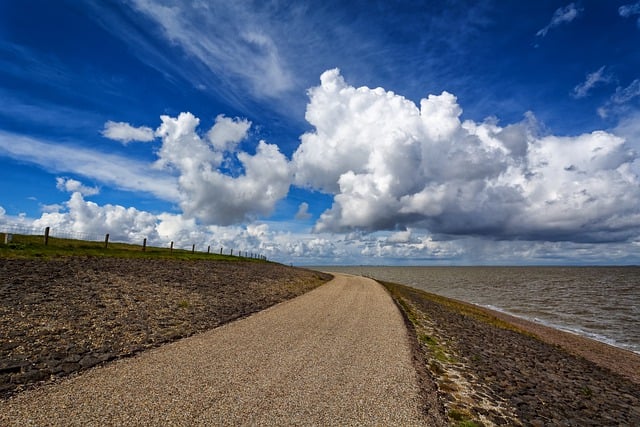 Free download dyke clouds water wadden sea free picture to be edited with GIMP free online image editor